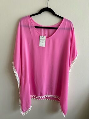 AdoreMe Pink Pom-Pom Swim Coverup